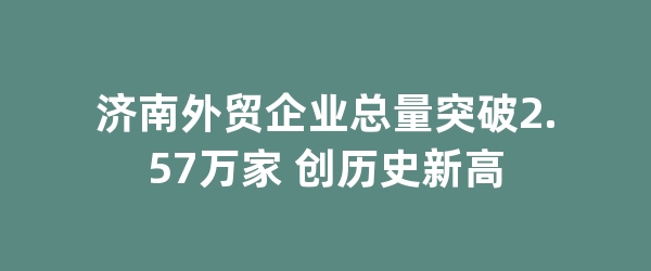 济南外贸企业总量突破2.57万家 创历史新高